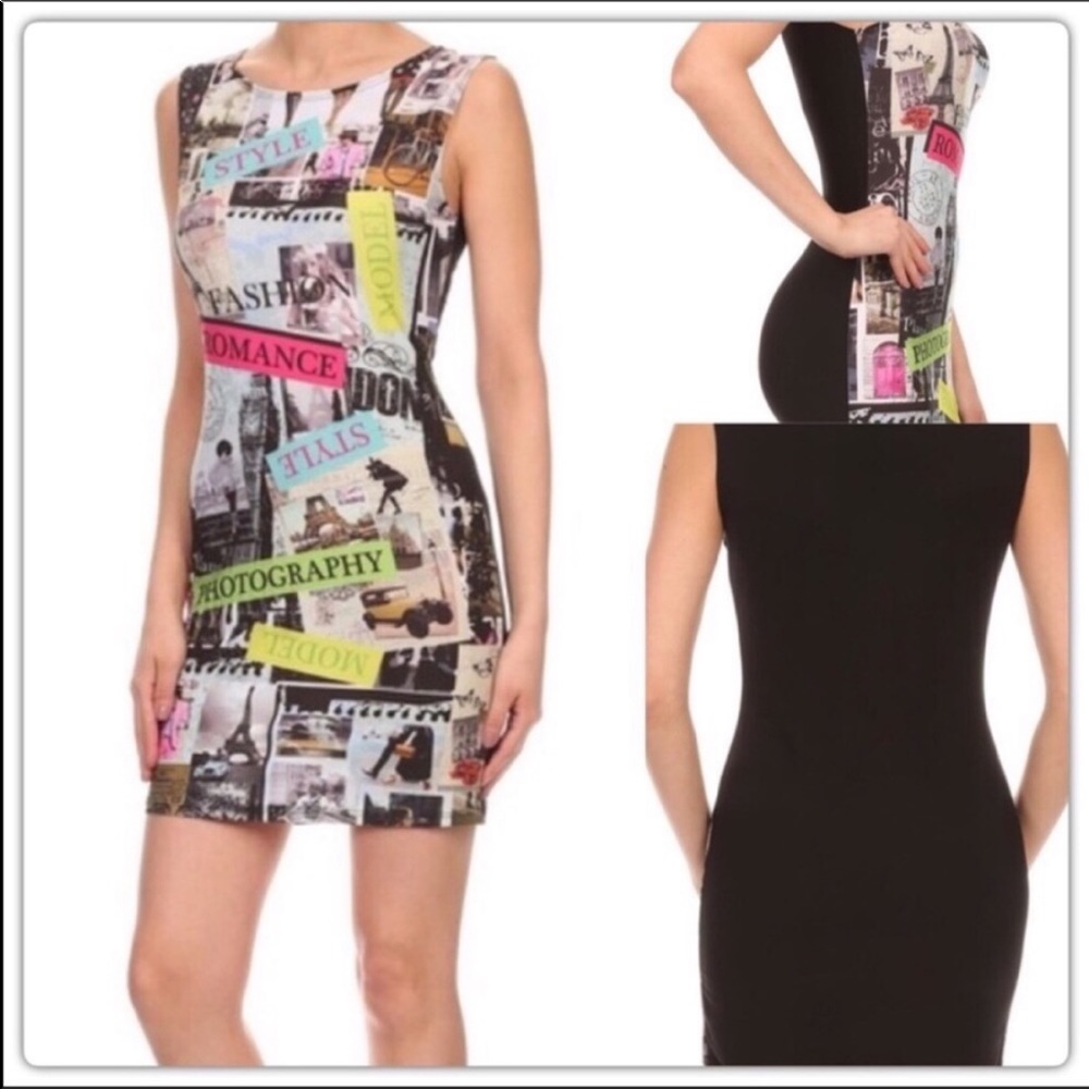 Magazine Colorblock Bodycon Mini Dress